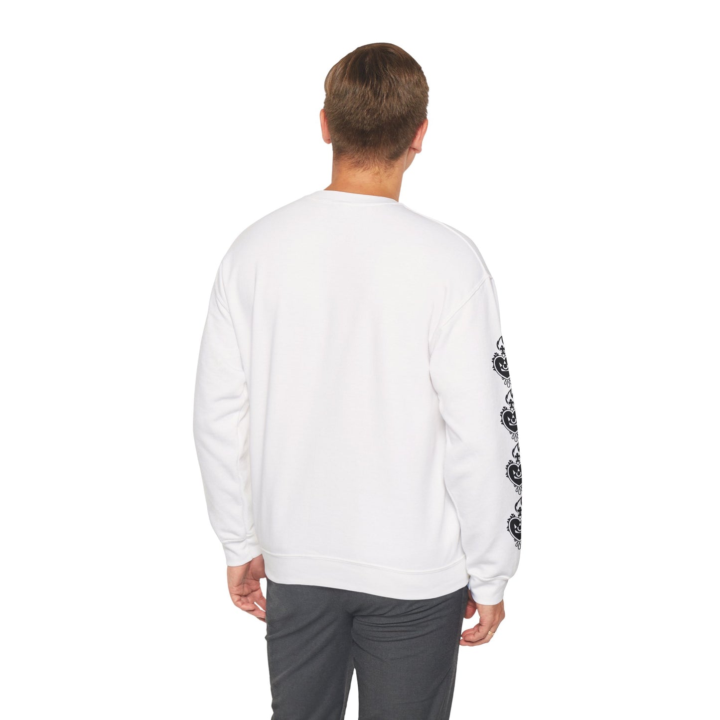#18 Sacred Heart Flame (Both Sleeves) Design Unisex Crewneck Sweatshirt - Cozy & Stylish