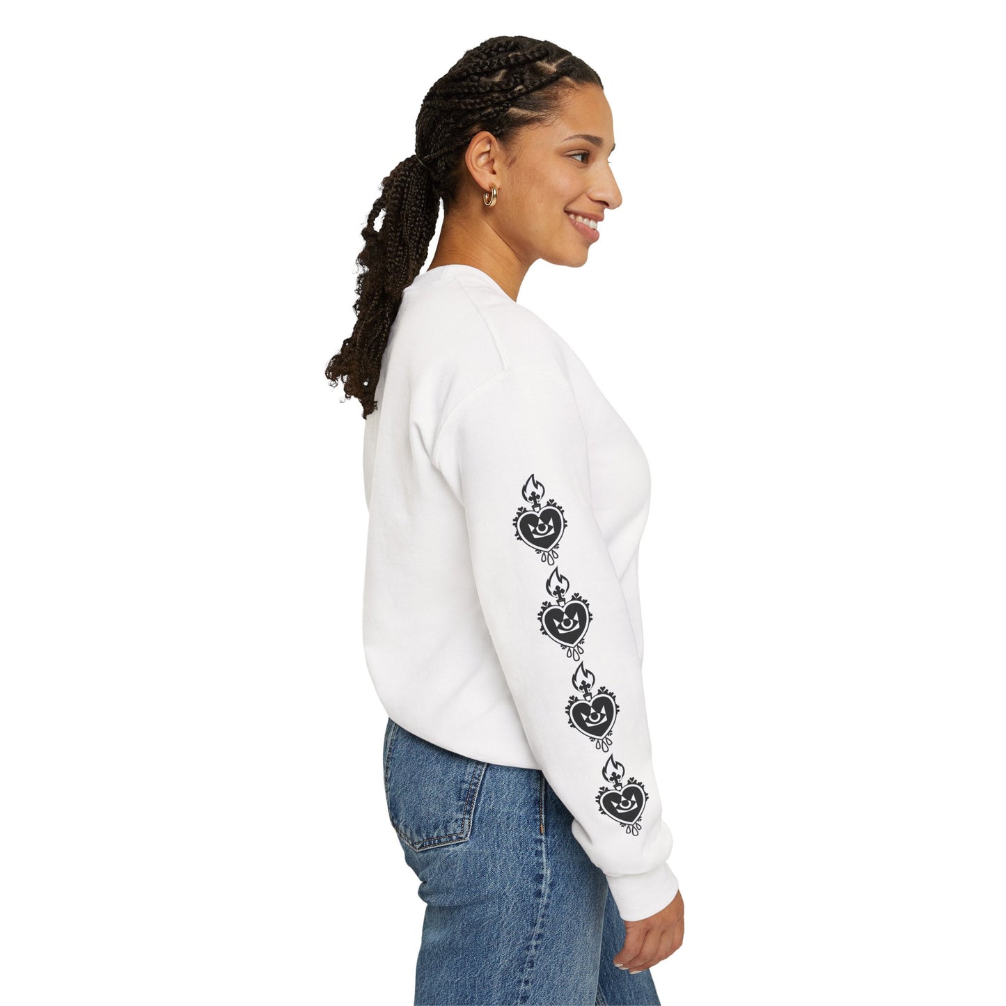 #18 Sacred Heart Flame (Both Sleeves) Design Unisex Crewneck Sweatshirt - Cozy & Stylish