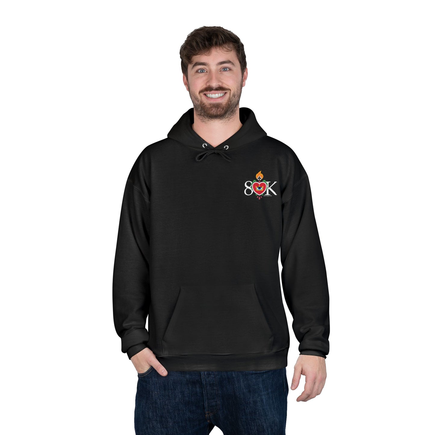 #19 Sacred Heart Flame Shirt (FRONT & BACK LOGO) Unisex EcoSmart® Pullover Hoodie Sweatshirt
