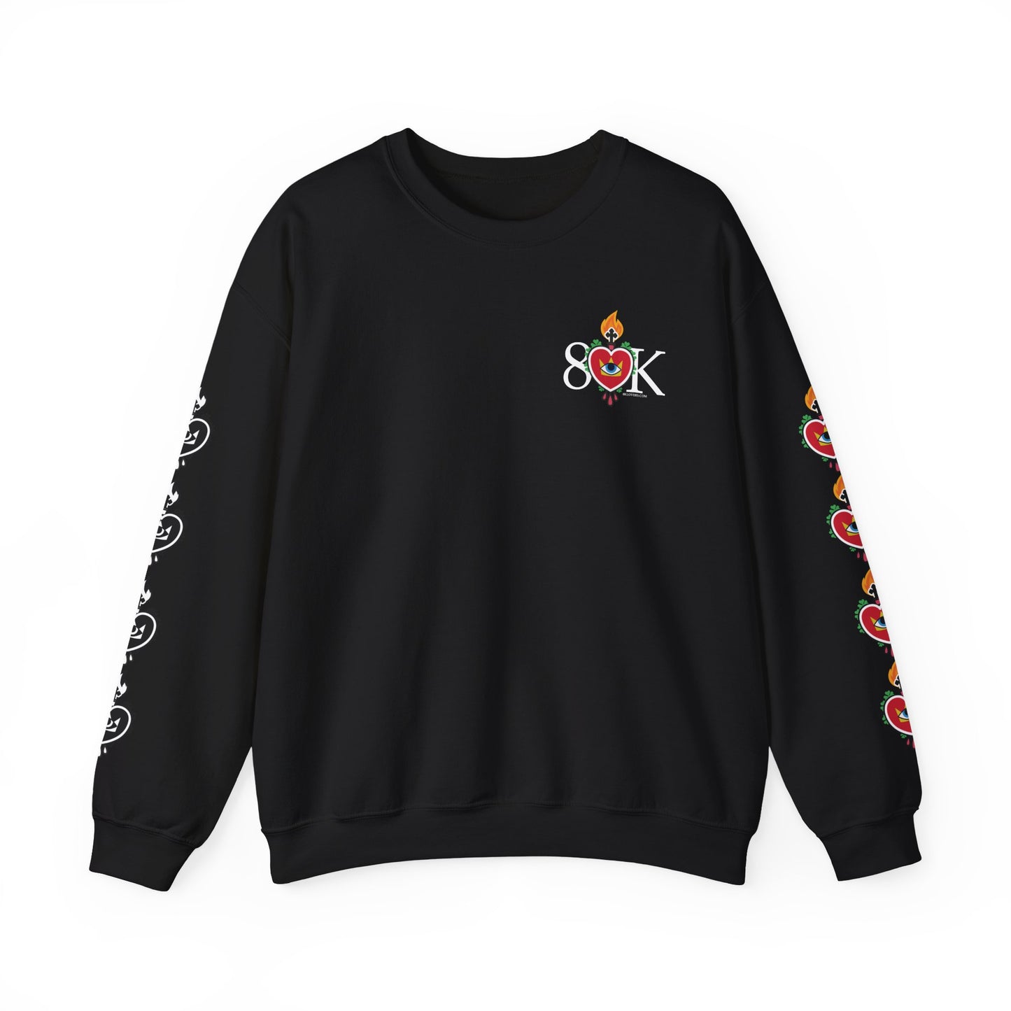 #18 Sacred Heart Flame (Both Sleeves) Design Unisex Crewneck Sweatshirt - Cozy & Stylish
