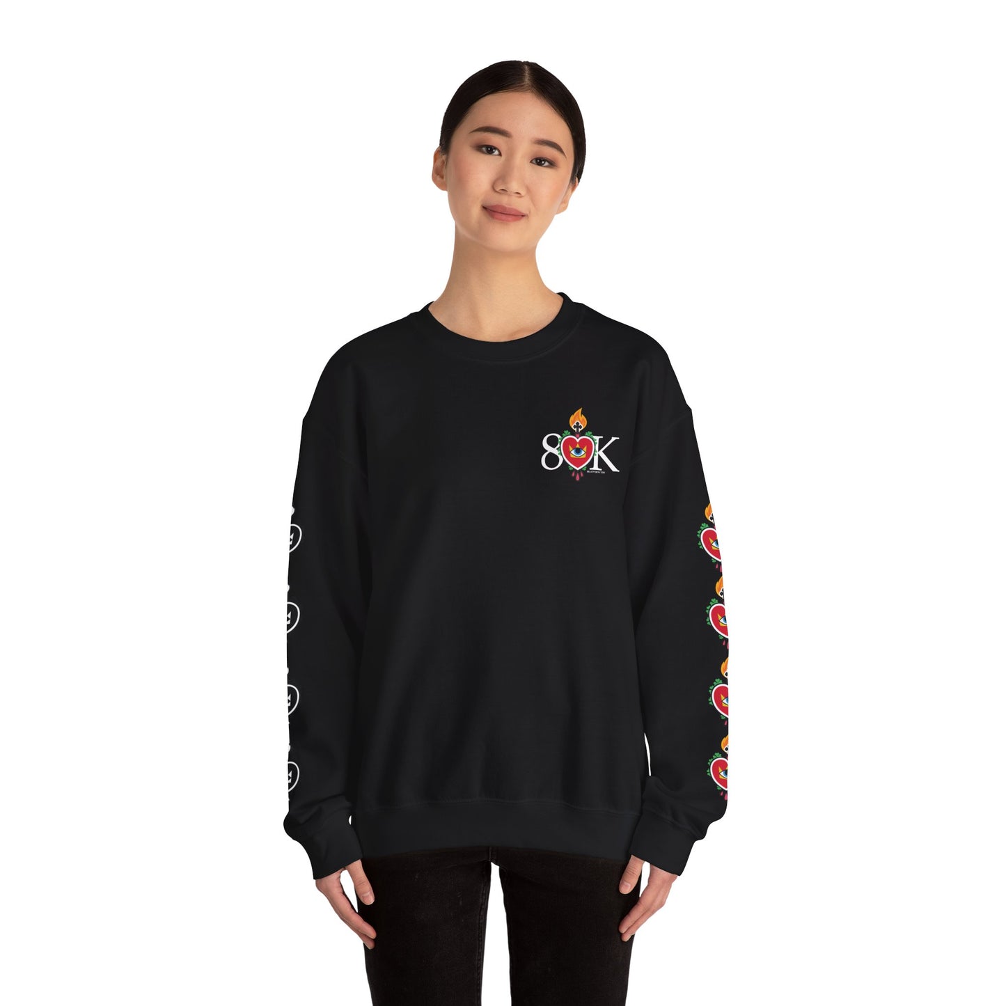 #18 Sacred Heart Flame (Both Sleeves) Design Unisex Crewneck Sweatshirt - Cozy & Stylish