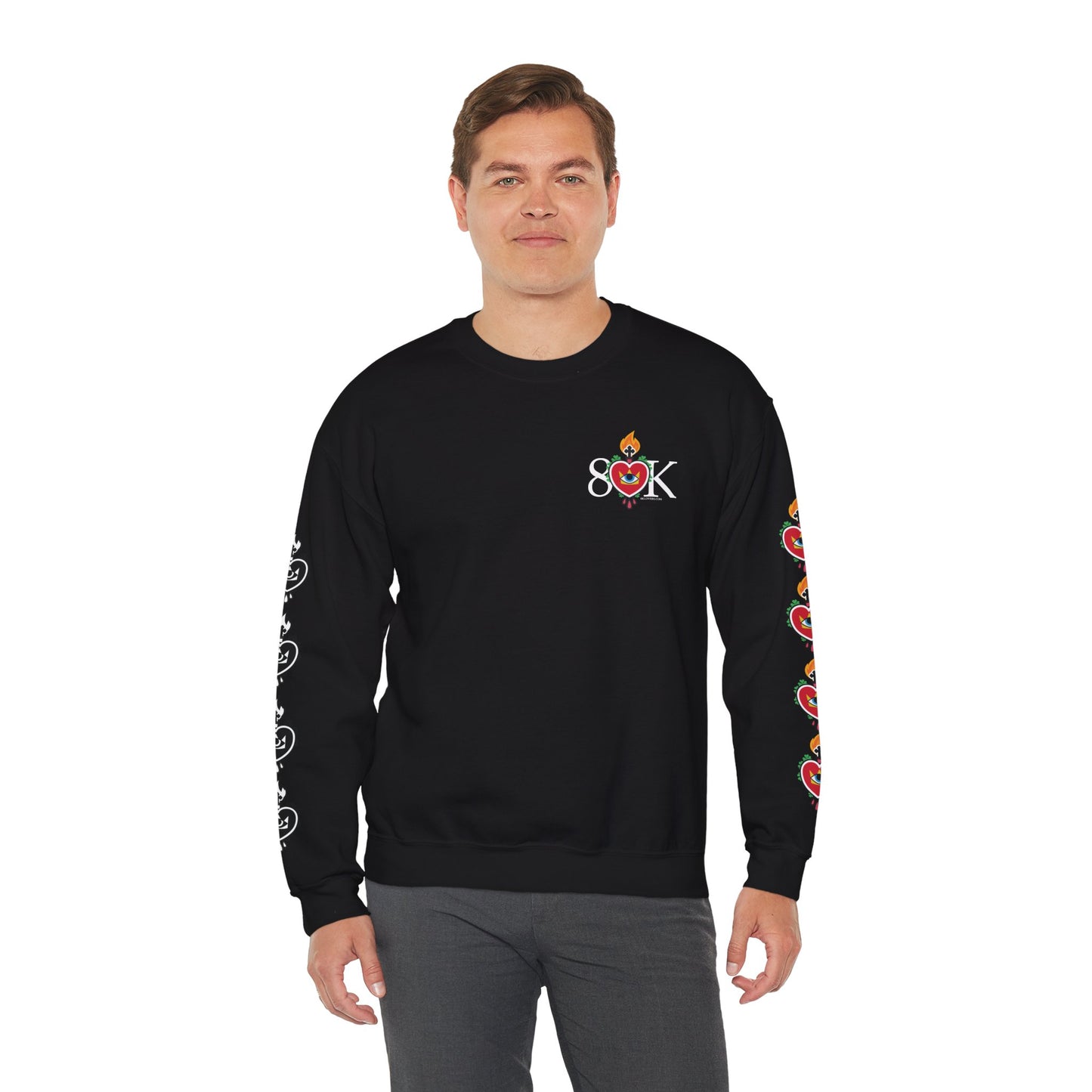 #18 Sacred Heart Flame (Both Sleeves) Design Unisex Crewneck Sweatshirt - Cozy & Stylish