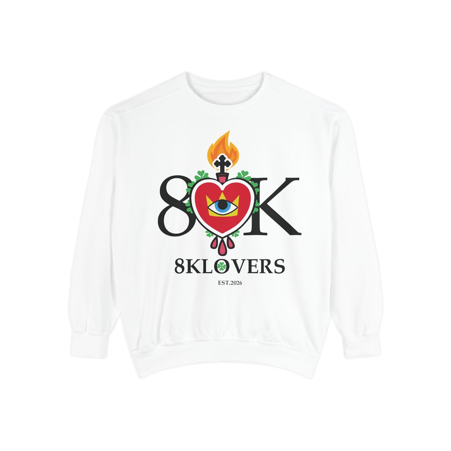 Unisex Garment-Dyed Sweatshirt - 8K Lovers Heart & Eye Design
