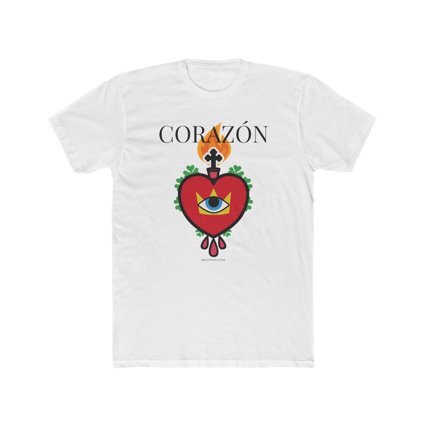 #20 Corazón Unisex Cotton Crew Tee - Bold Heart Design for Spiritual Vibes