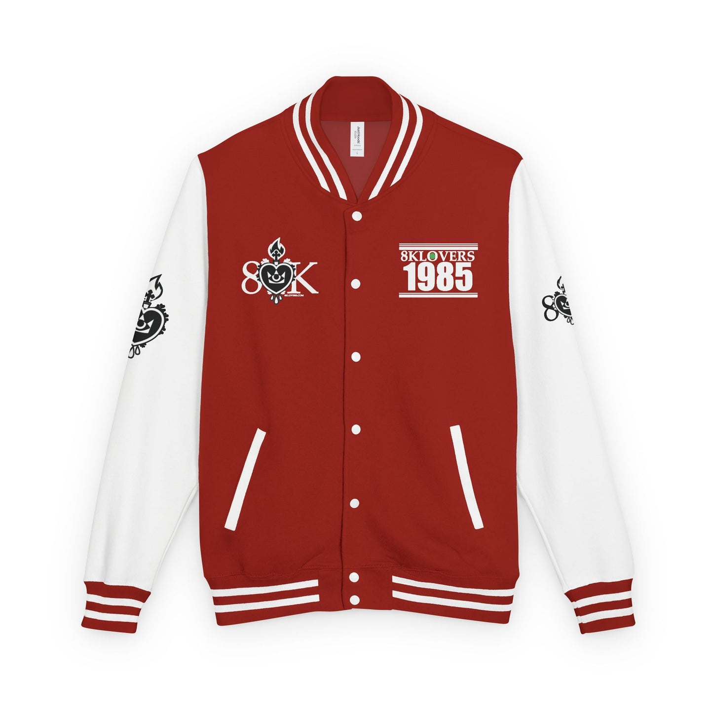 #22 Unisex Heavyweight Letterman Jacket -BLACK & WHITE Retro Style with Heart Graphics, Ideal for Collectors