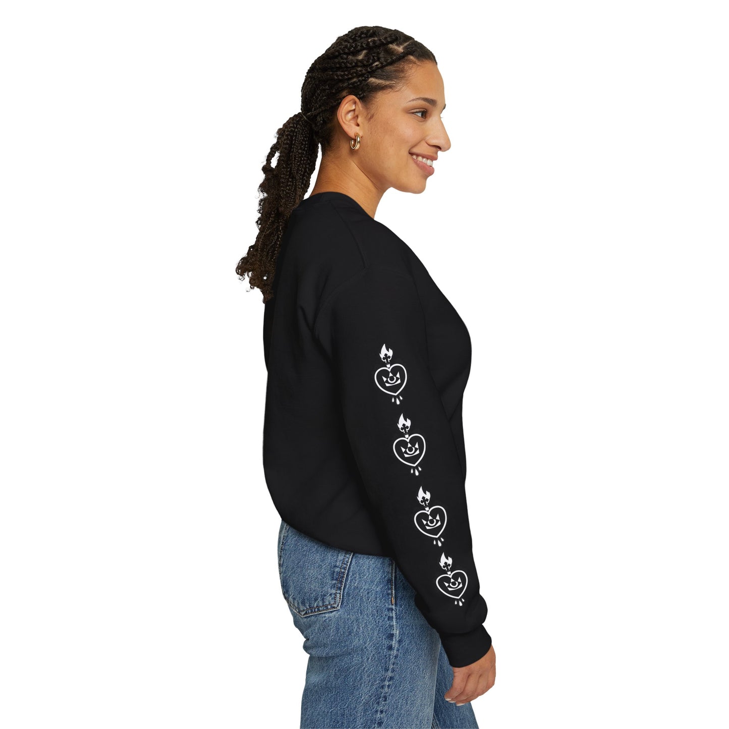 #18 Sacred Heart Flame (Both Sleeves) Design Unisex Crewneck Sweatshirt - Cozy & Stylish
