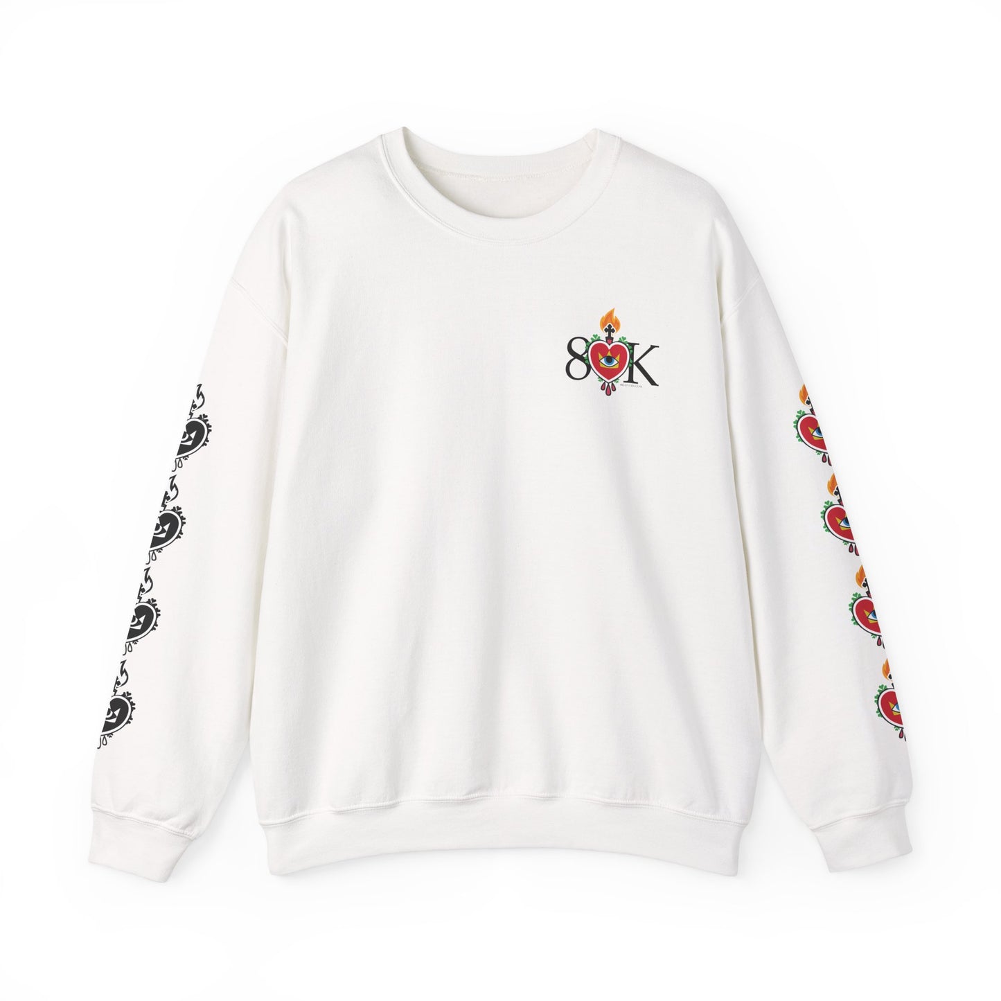 #18 Sacred Heart Flame (Both Sleeves) Design Unisex Crewneck Sweatshirt - Cozy & Stylish