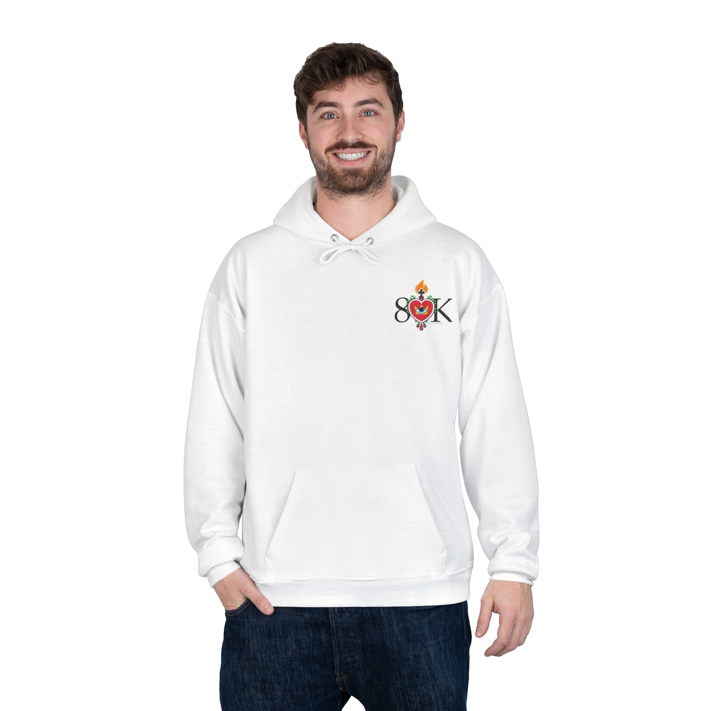 #19 Sacred Heart Flame Shirt (FRONT & BACK LOGO) Unisex EcoSmart® Pullover Hoodie Sweatshirt