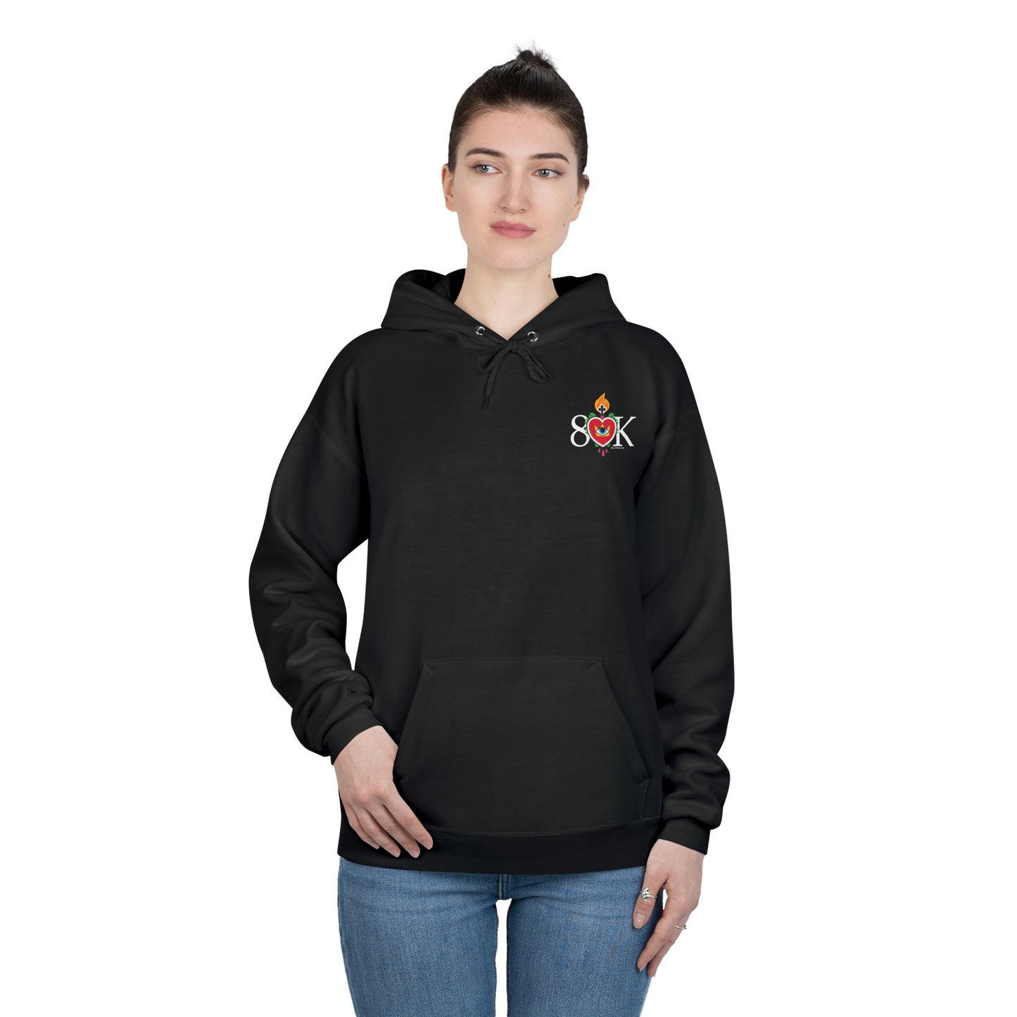 #19 Sacred Heart Flame Shirt (FRONT & BACK LOGO) Unisex EcoSmart® Pullover Hoodie Sweatshirt