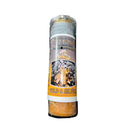 #9 GOLD AND SILVER PREPARED CANDLE / ORO Y PLATA VELADORA PREPARADA