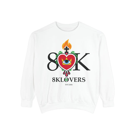 Unisex Garment-Dyed Sweatshirt - 8K Lovers Heart & Eye Design