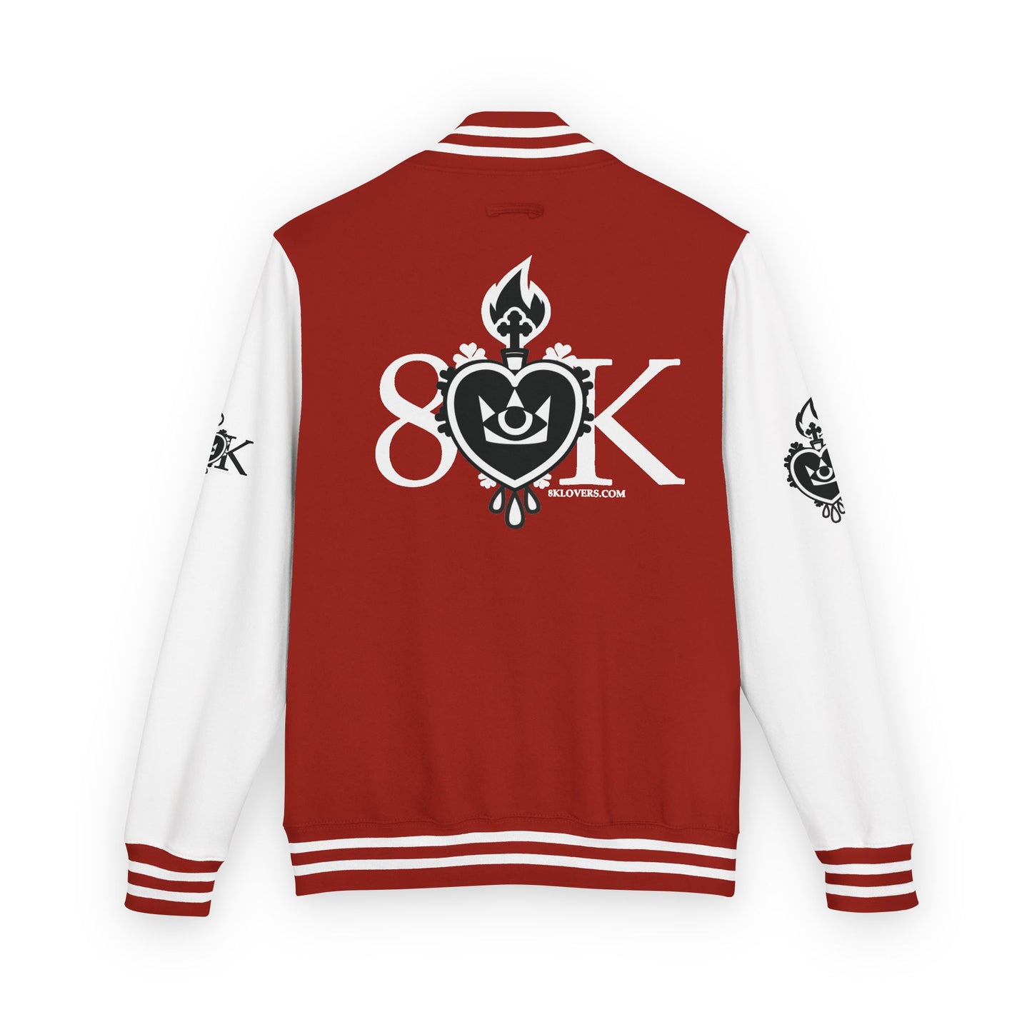 #22 Unisex Heavyweight Letterman Jacket -BLACK & WHITE Retro Style with Heart Graphics, Ideal for Collectors