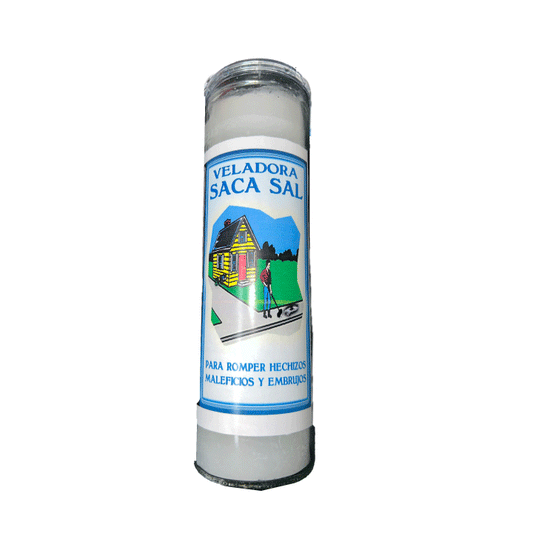#7 STOP BAD LUCK - PREPARED CANDLE /  SACA SAL  -VELADORA PREPARADA